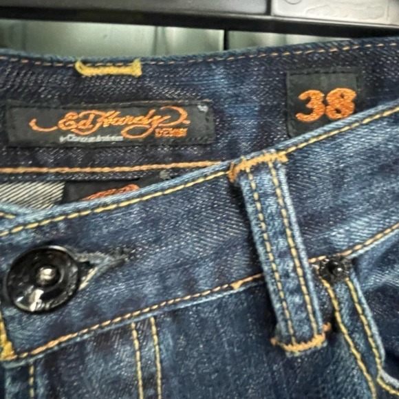 Ed Hardy VTG 38x32 Distressed Splatter Jeans Christian Audigier - Picture 5 of 8